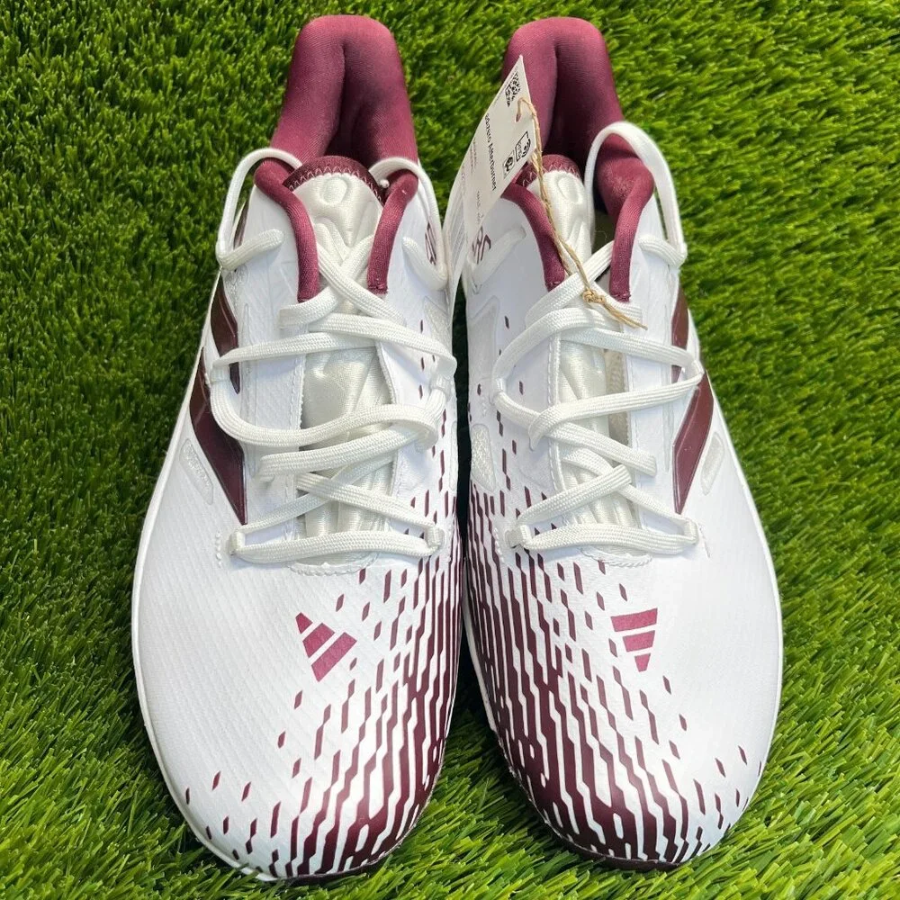 Adidas Adizero Afterburner 9 Mens Size 7.5 White Maroon Running Baseball Cleats